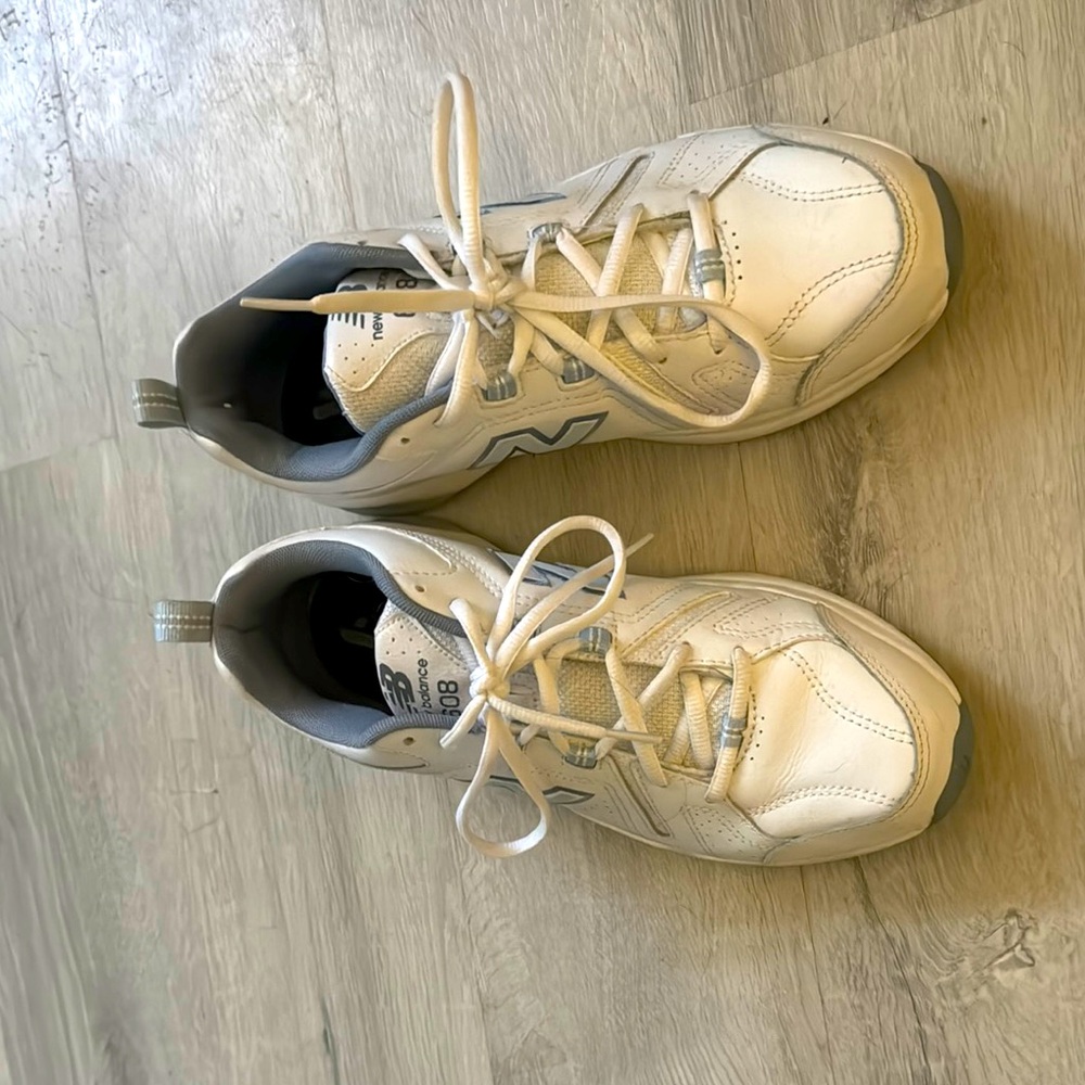 New Balance White and Gray Chunky Sneakers